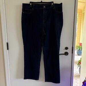Lands End High Rise Straight Leg Jeans dark wash plus size 20W